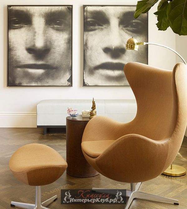 15 Arne-Jacobsens-Egg-chair, кресло Яйцо в интерьере, кресло Яйцо Арне Якобсен, кресло Яйцо в современном интерьере