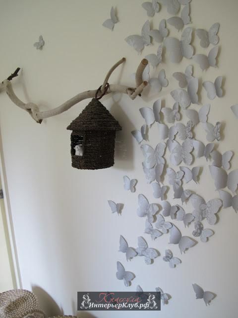 27 Бабочки на стене своими руками, декор стены бабочками своими руками, бабочки в украшении стены своими руками
