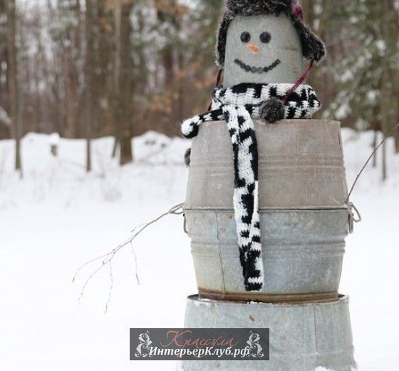 19 Из чего слелать снеговика для участка, снеговик для участка из подручных материалов
