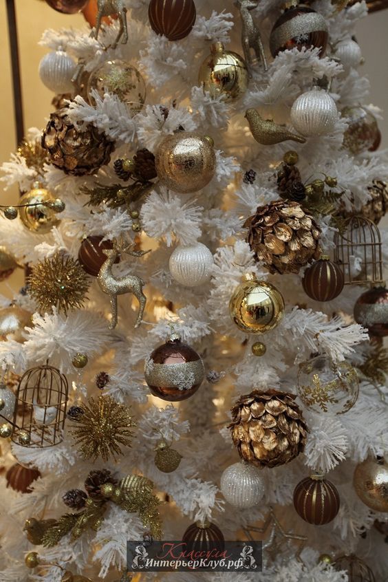 13 Идеи украшения белой новогодней елки, новогодний декор для белой елки