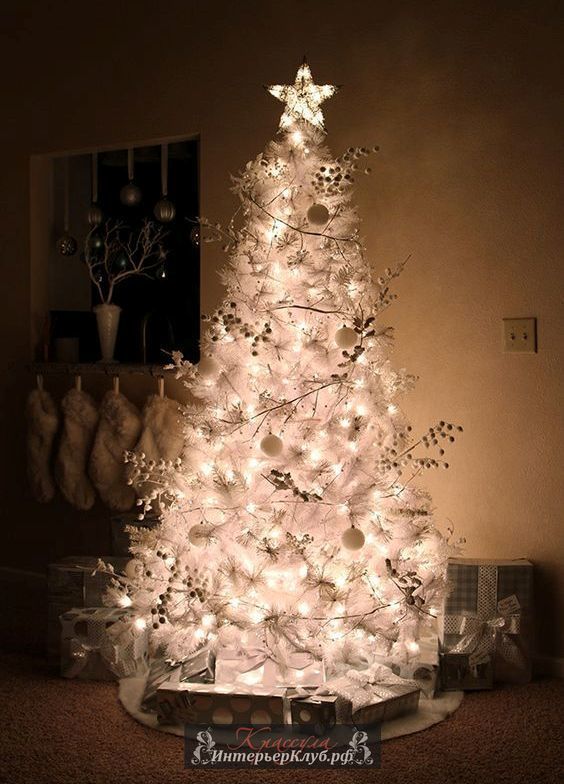 14 Идеи украшения белой новогодней елки, новогодний декор для белой елки