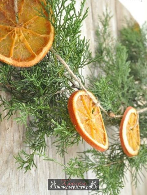 29 Новогодняя гирлянда из сушеных апельсинов, идеи новогодней гирлянды своими руками
