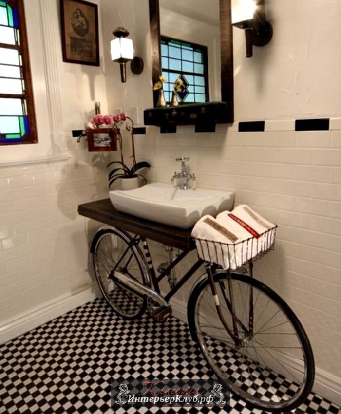 10 Велосипед - креативное подстолье для раковины в ванной