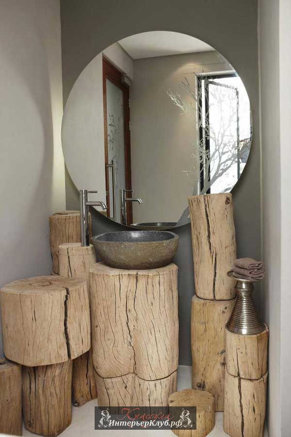 13 Подстолье для раковины и мебель в ванной из ствола дерева