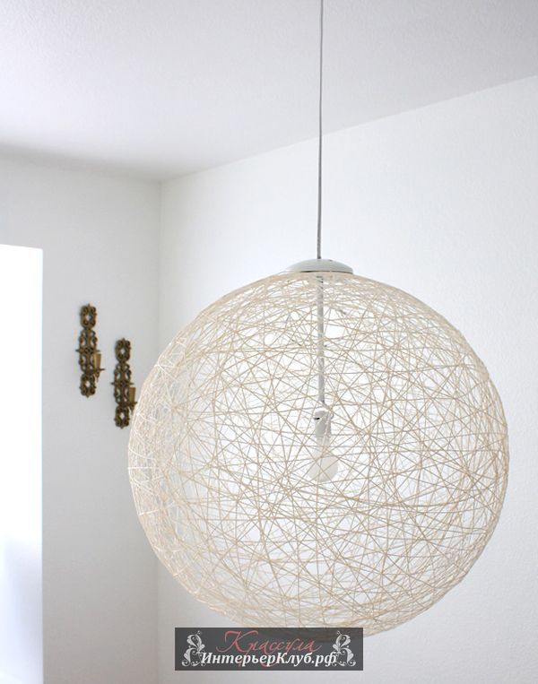 14 Stunning-string-pendant-light-DIY, Светильники своими руками идеи, светильники люстры своими руками