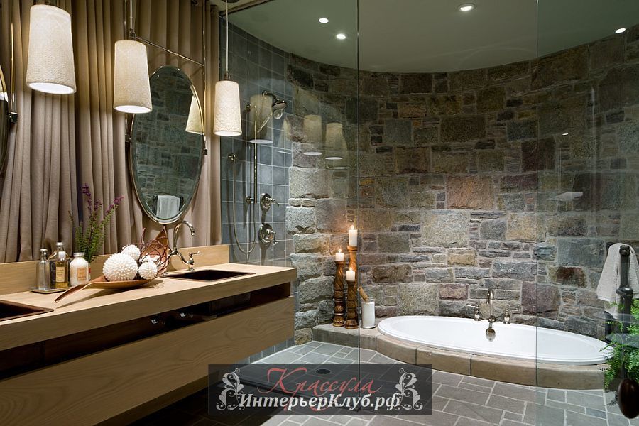 16 Каменная стена в интерьере ванной, каменная стена в ванной фото, идеи для ванной с каменной стеной