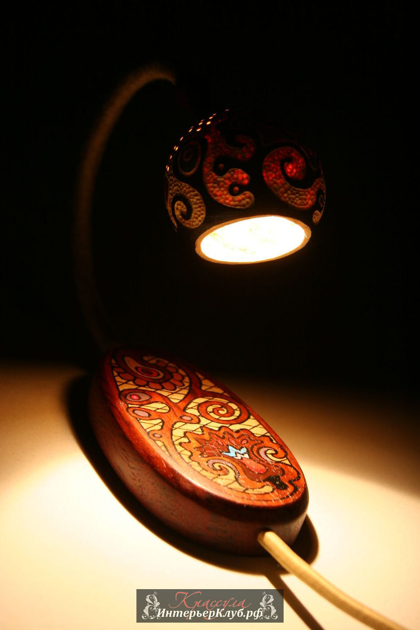 18 Настольная лампа ручной работы авторский дизайн, настольная лампа из тыквы, уникальная настольная лампа ручной работы
