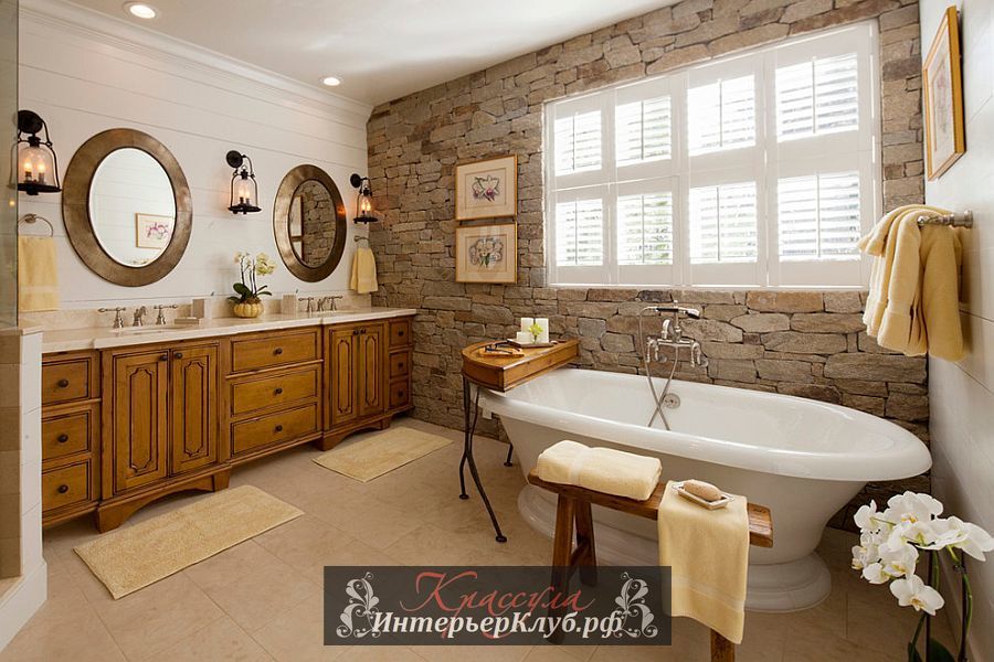 1 Каменная стена в интерьере ванной, каменная стена в ванной фото, идеи для ванной с каменной стеной