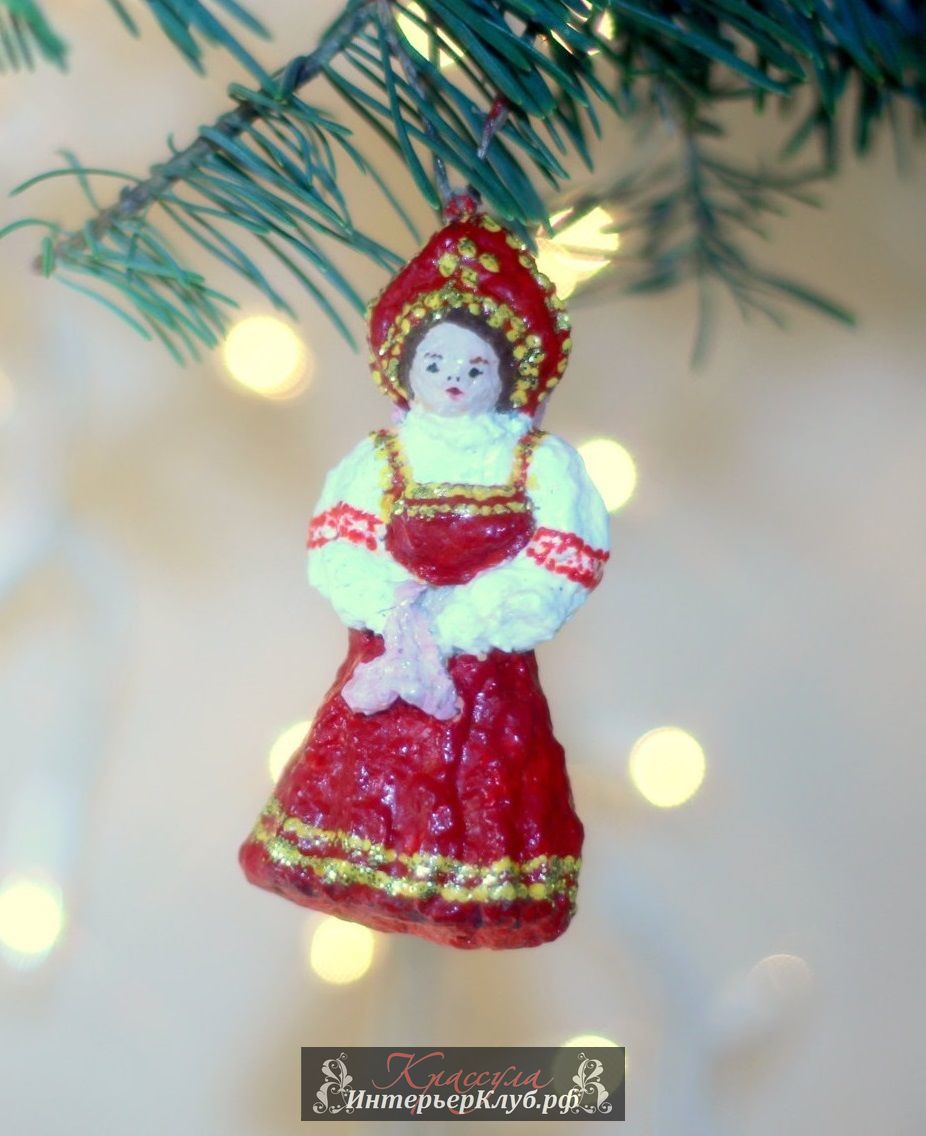 1 Украшение новогодней елки в русском стиле, елочные игрушки в русском стиле, новогодняя елка в русском стиле