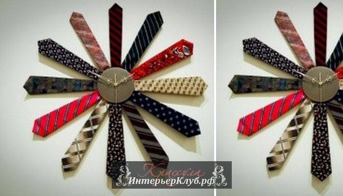 23 Настенные часы из мужского галстука своими руками