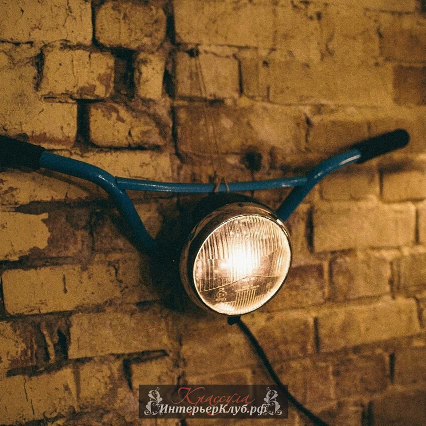 8 Бра из мотоциклетного руля с фарой. Дизайнерские светильники в стиле лофт, светильники в стиле лофт ручной работы
