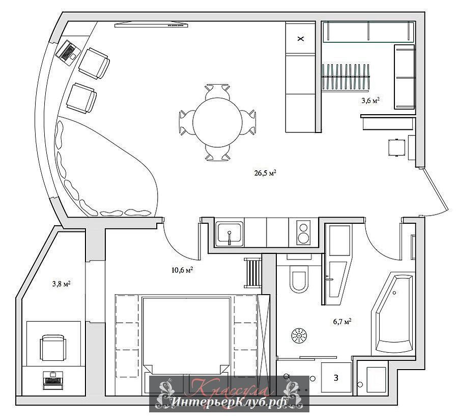 Архитектурный план маленькой квартиры в Красногорске