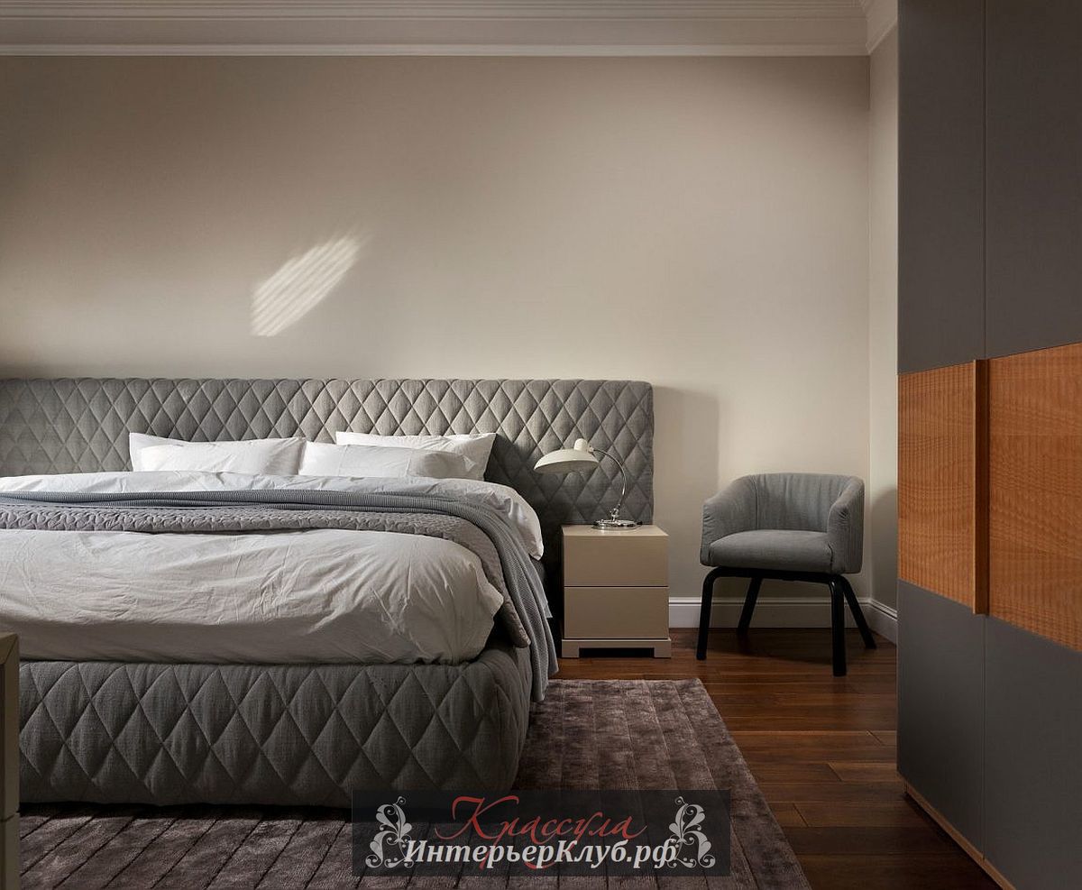 Элегантная простота в интерьере спальни - это роскошь со вкусом, стильные интерьеры в общей для всего интерьера серо-песочной гамме