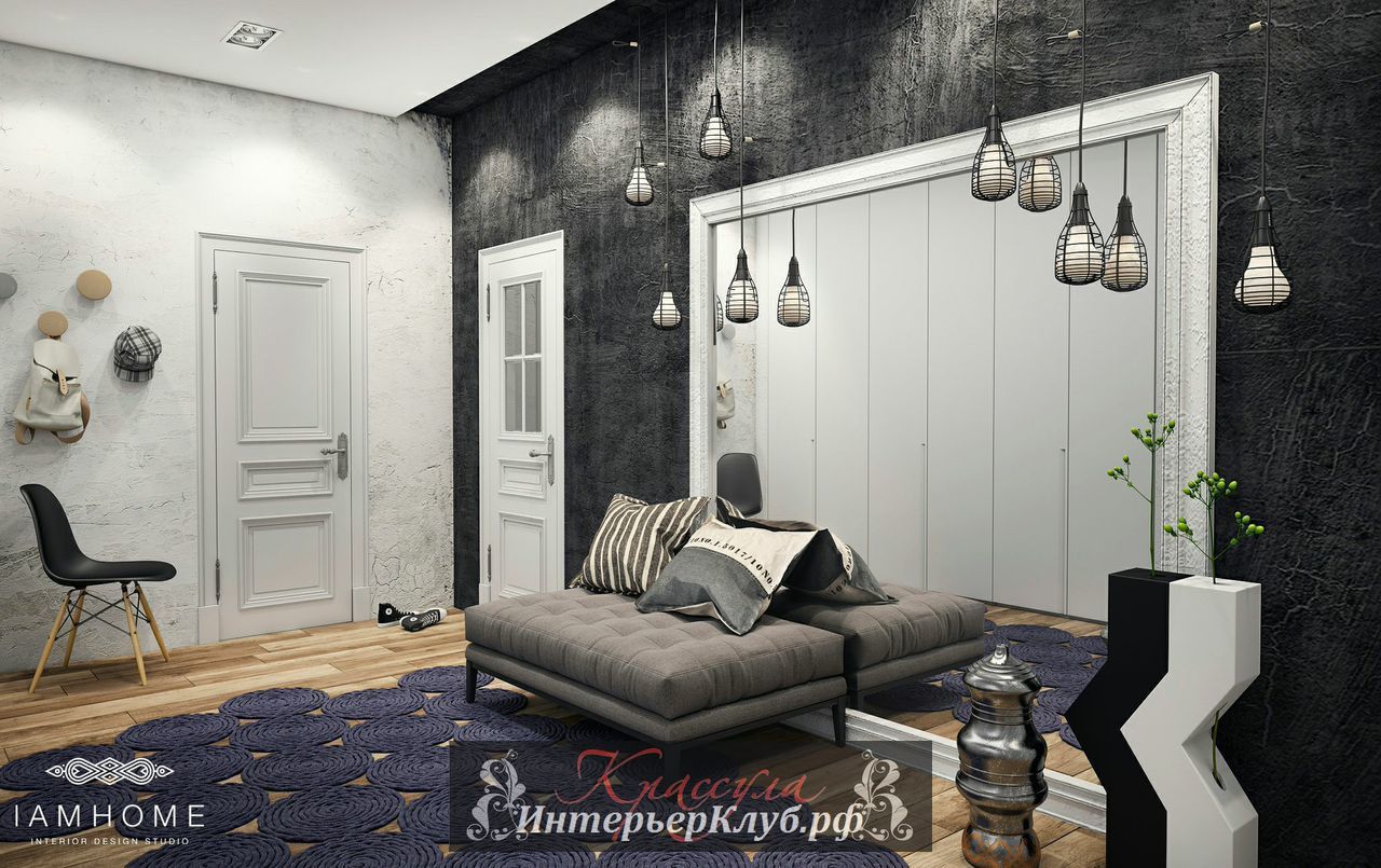 Крутые интерьеры в холле квартиры,  красивые дизайнерские интерьеры квартиры в Санкт-Петербурге