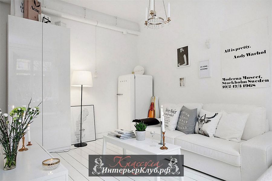 Самый стильный современный декор в дизайне интерьера маленькой квартиры студии в скандинавском