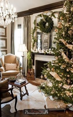 16 Золотой Новогодний декор для дома, идеи новогоднего декора золотой и белый, украшение новогоднего