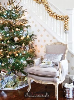 27 Золотой Новогодний декор для дома, идеи новогоднего декора золотой и белый, украшение новогоднего