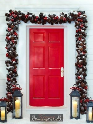 36 Новогодняя гирлянда шишек для входной двери, идеи новогодней гирлянды своими руками