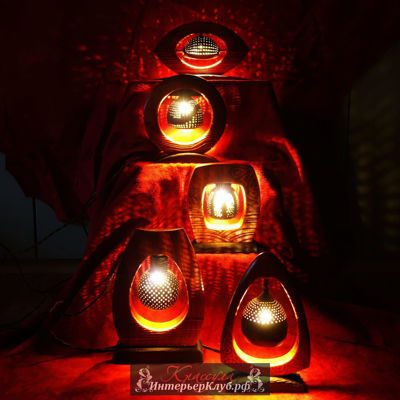 Ночные светильники ручной работы из африканского дерева Падук